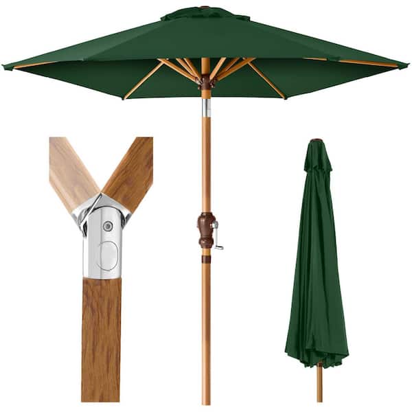 best wood pole patio umbrella Best Choice Products 10 ft. Metal Pole Market Outdoor Patio Umbrella in  Green SKY8338