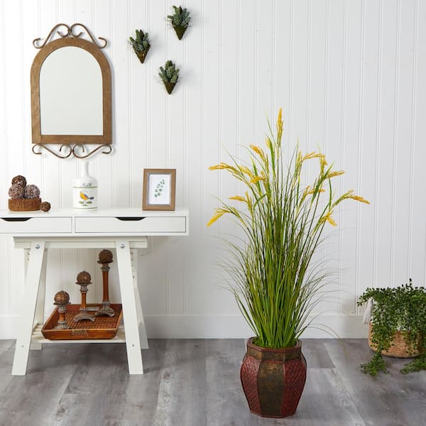 Nearly Natural 53 in. Wheat Grain Artificial Plant in Decorative Planter