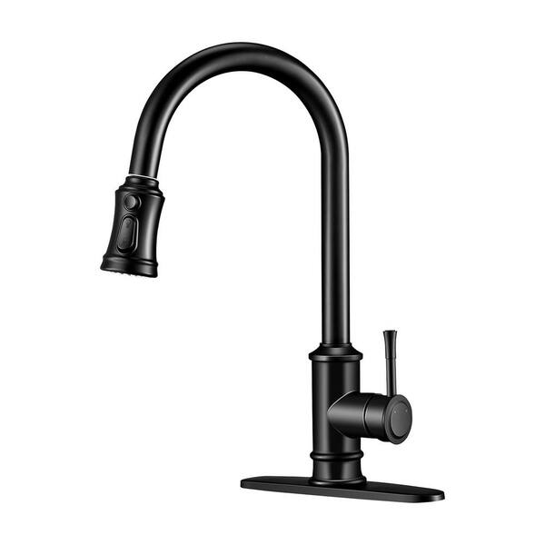 Single Handle Pull Down Sprayer Kitchen Faucet With Flexible And Power   Matte Black Pull Down Kitchen Faucets W C039b 64 600 