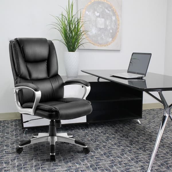 Merax Black High-Back Leather Executive Swivel Office Computer Desk Chair