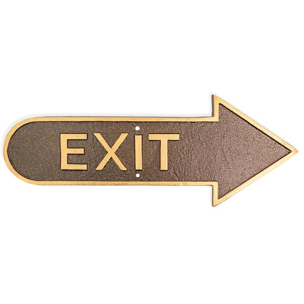 6" x 15.5" Right Arrow Exit Statement Plaque Sign-Hammered Bronze