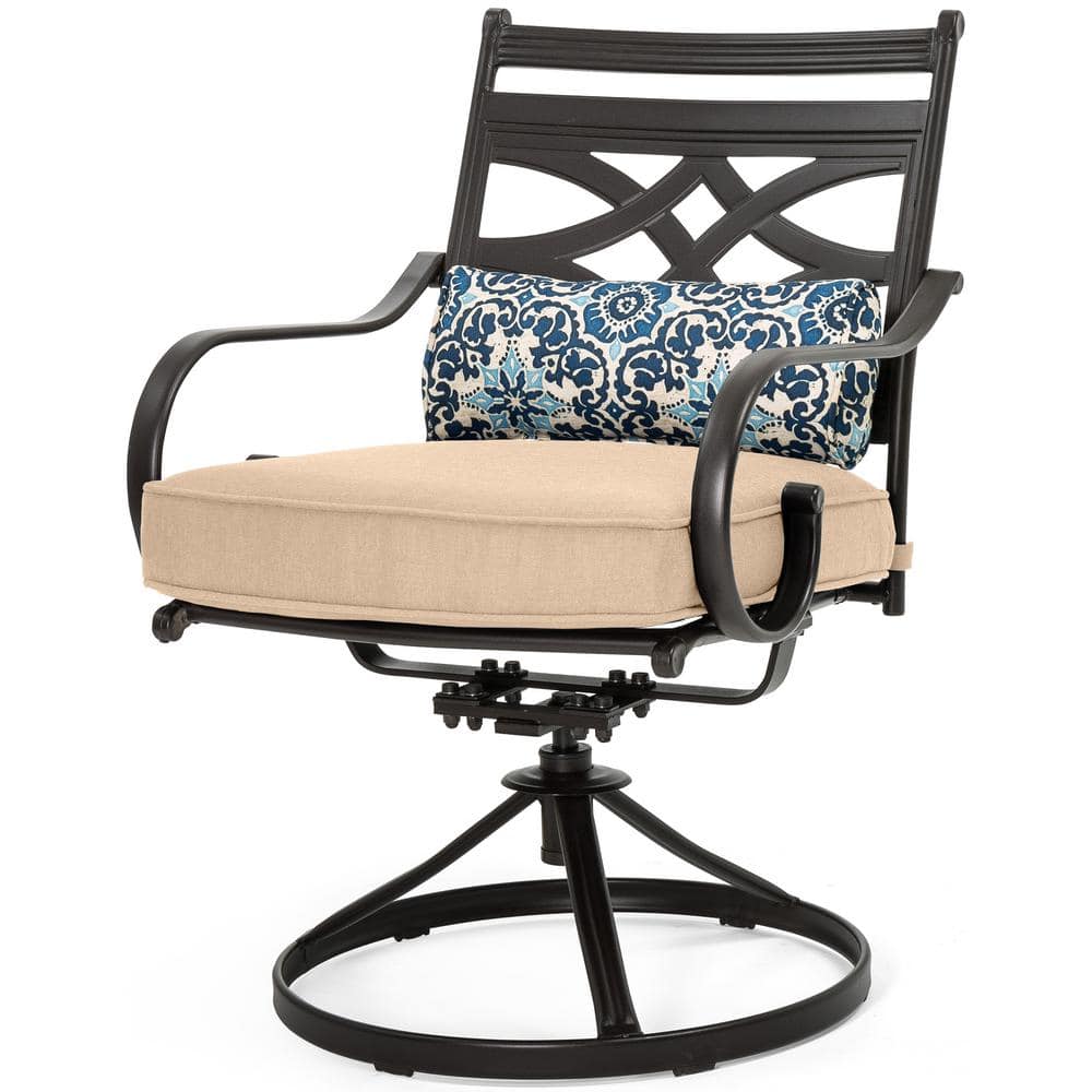 Montclair 7-Piece Black and Tan Steel Outdoor Dining Set