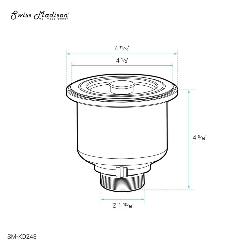 Swiss Madison 4.5" Stainless Steel Basket Drain with Removable Basket