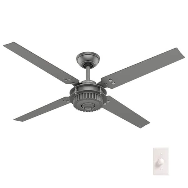 Hunter Chronicle 54 in. Indoor/Outdoor Matte Silver Ceiling Fan with wall control