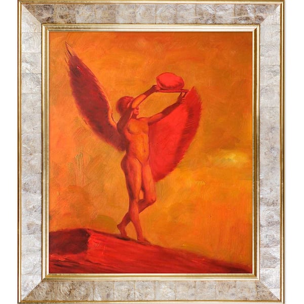 LA PASTICHE "Icarus" by Odilon Redon Framed Abstract Oil Painting 26 in. x 30 in.