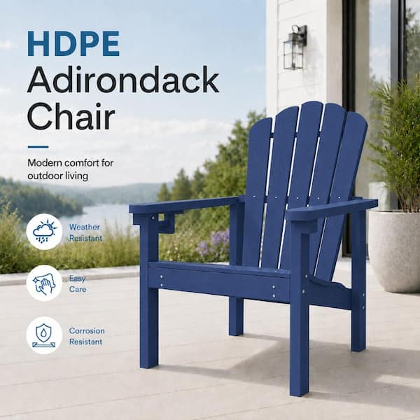 Thoeoe Outdoor HDPE Stackable Adirondack Chair with Cup Holder in