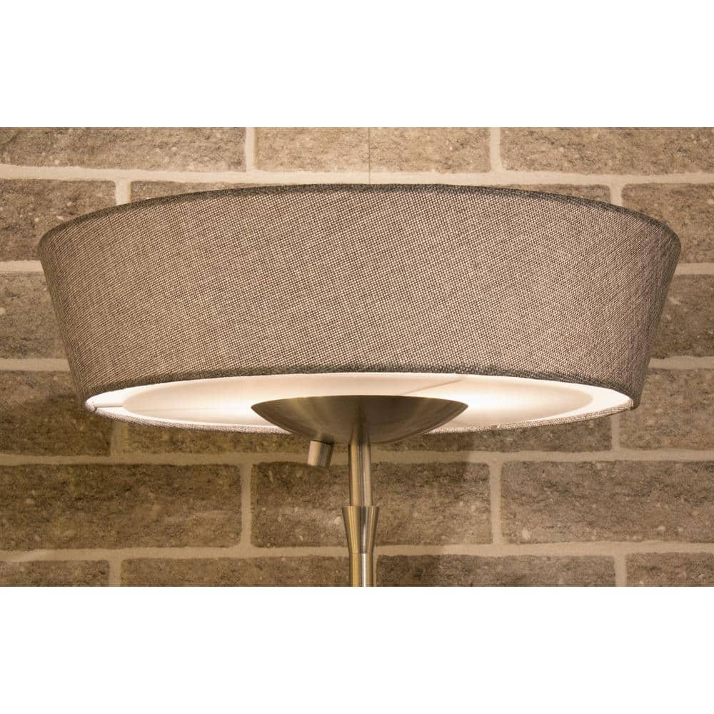 Harper Slim Satin Steel 71" Grey Linen Shade Floor Lamp