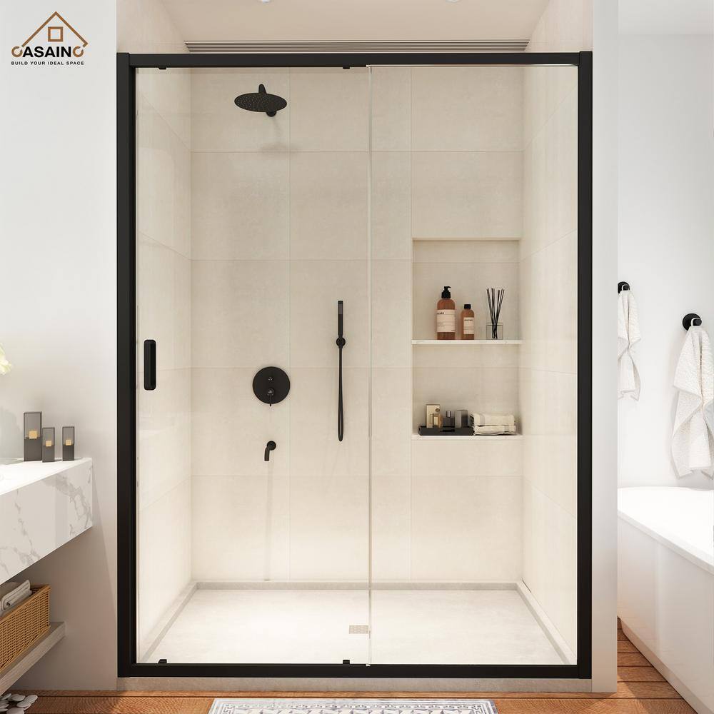 Matte Black 48" x 72" Framed Single Sliding Shower Door