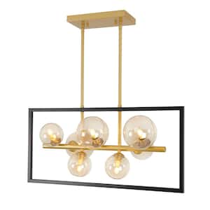 Griffintown 7-Watt 7 Light Black and Gold Modern Pendant Light Fixture for Dining Room or Kitchen