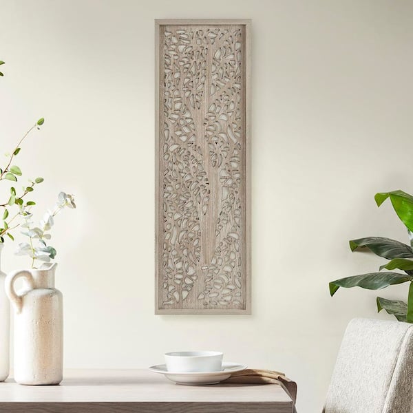 12 in. W x 36 in. H Natural Dimensional Laser Cut Tree Wooden