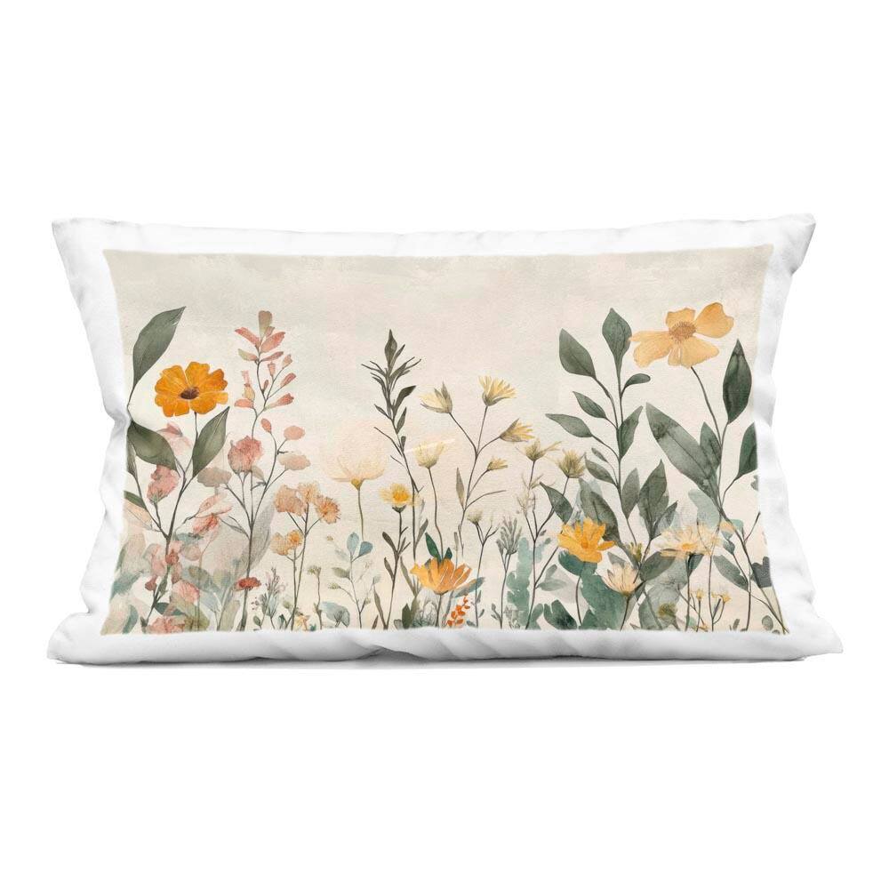 Shades Of Yellow Flowers Green Floral Zipper Polyester 14 in. X 20 in. Throw Pillow price history on PriceWatchPro