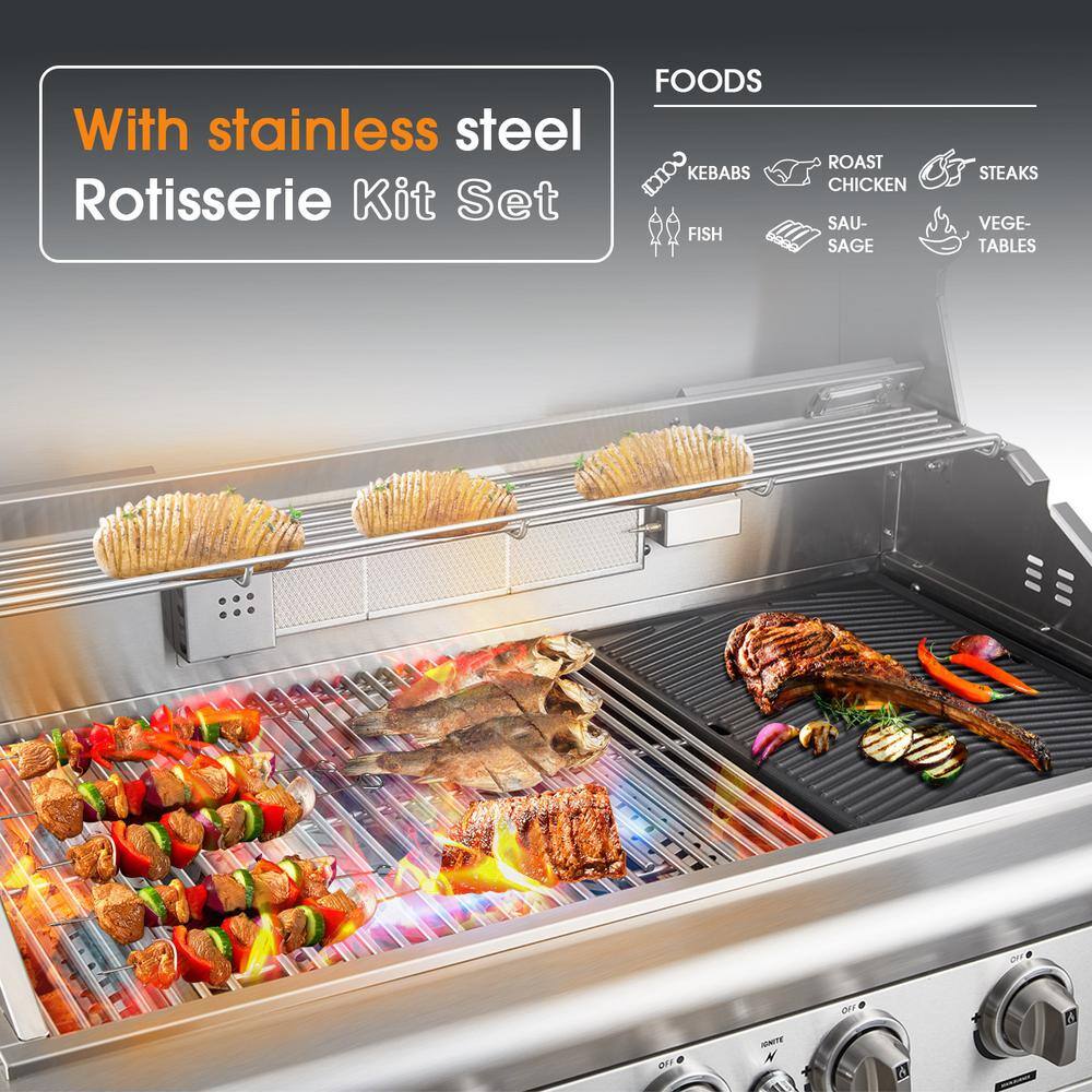 Kalamera 6-Burner Stainless Steel Built-In Gas Grill