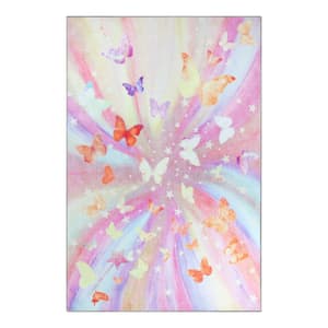 Chasing Butterflies Apricot 5 ft. x 7 ft. 6 in. Colorful Kids PowerLoomed NonSlip Indoor Area Rug