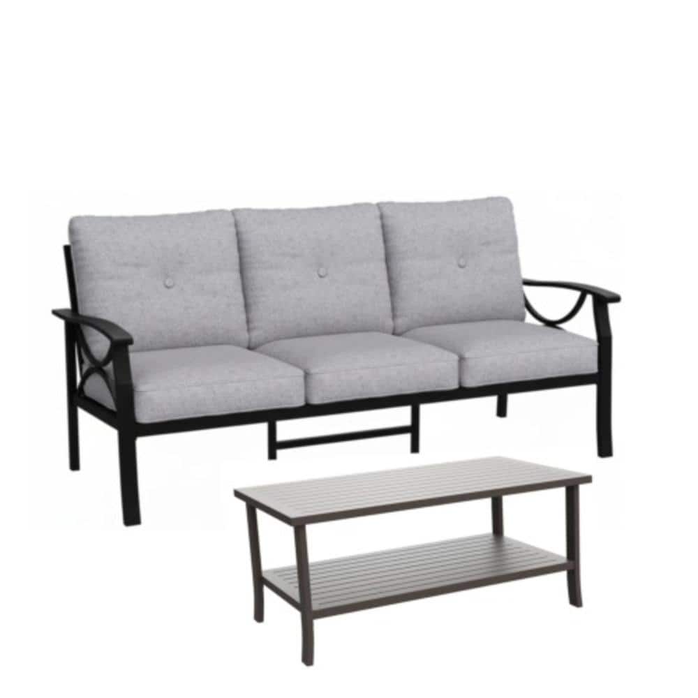2-Piece Metal Outdoor Conversation Patio Furniture Set with Gray Cushions price history on PriceWatchPro