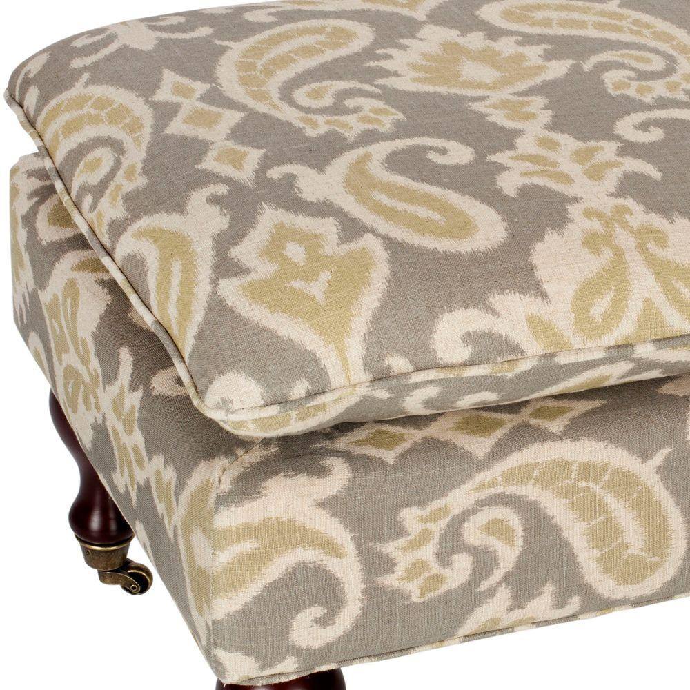 Hampton 52" Gray Linen and Cotton Pillowtop Bench