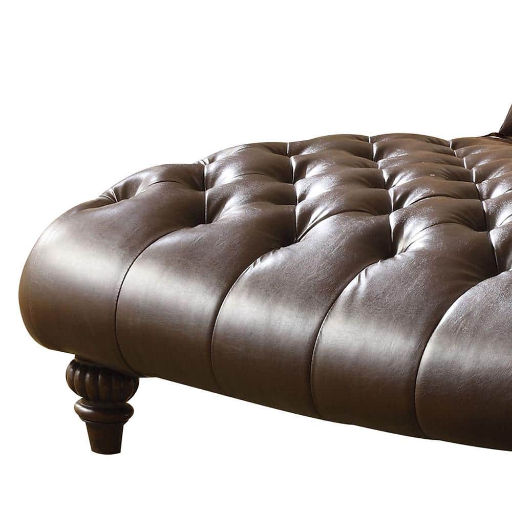 Anondale Classic Elegance Button-Tufted Chaise in 2-Tone Brown