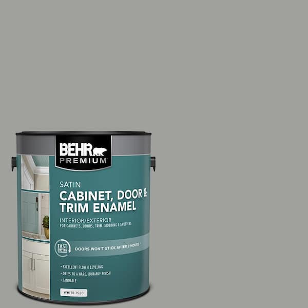 BEHR PREMIUM 1 gal. #MQ6-22 Gateway Gray Satin Enamel Interior/Exterior Cabinet, Door & Trim Paint