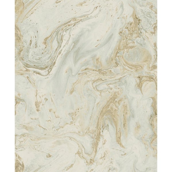 York Wallcoverings Green and Gold Metallic Oil and Marble Paper Unpasted Wallpaper (21 in. x 33 ft.)