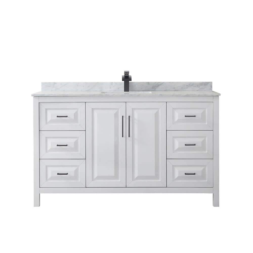 Daria 60'' White Single Bathroom Vanity with Carrara Marble Top