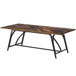 Moronia 78.86 in. Rectangular Rustic Brown and Black Wood Computer Desk with Metal Legs for Home Office