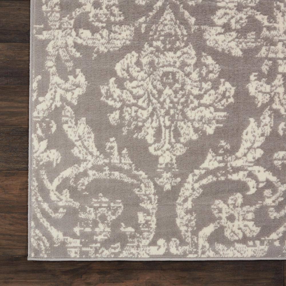 Gray and Ivory Damask Pattern 8' x 10' Area Rug