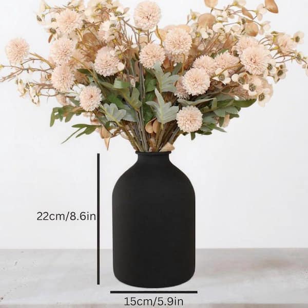 8. 6 in. Black Vase for Flowers Decor Living Room SMDLH62X6G - The