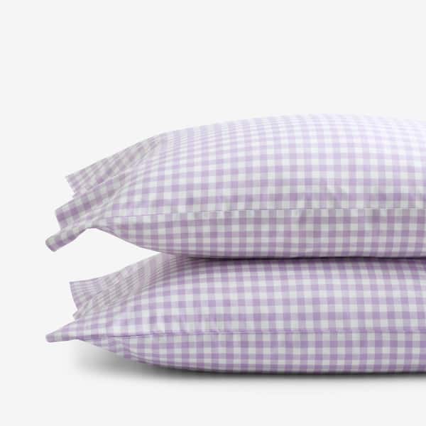 Company Kids by The Company Store Company Kids Gingham Lilac Organic Cotton Percale Standard Pillowcase (Set of 2)