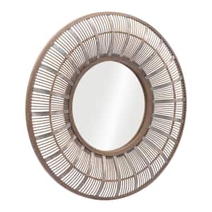 Toto 31.5 in. W x 31.5 in. H Round Solid Wood Modern Antique Gold Decorative Mirror