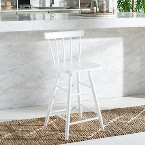 Tally 25 in. White Low Back Wood Frame Counter Stool with Foot rest
