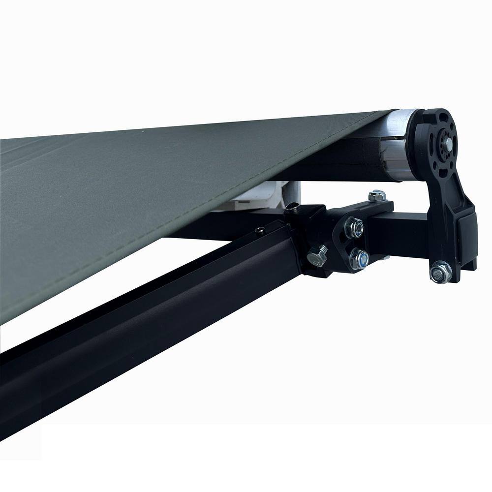 Forest Green Motorized Retractable Awning with Black Frame, 20x10