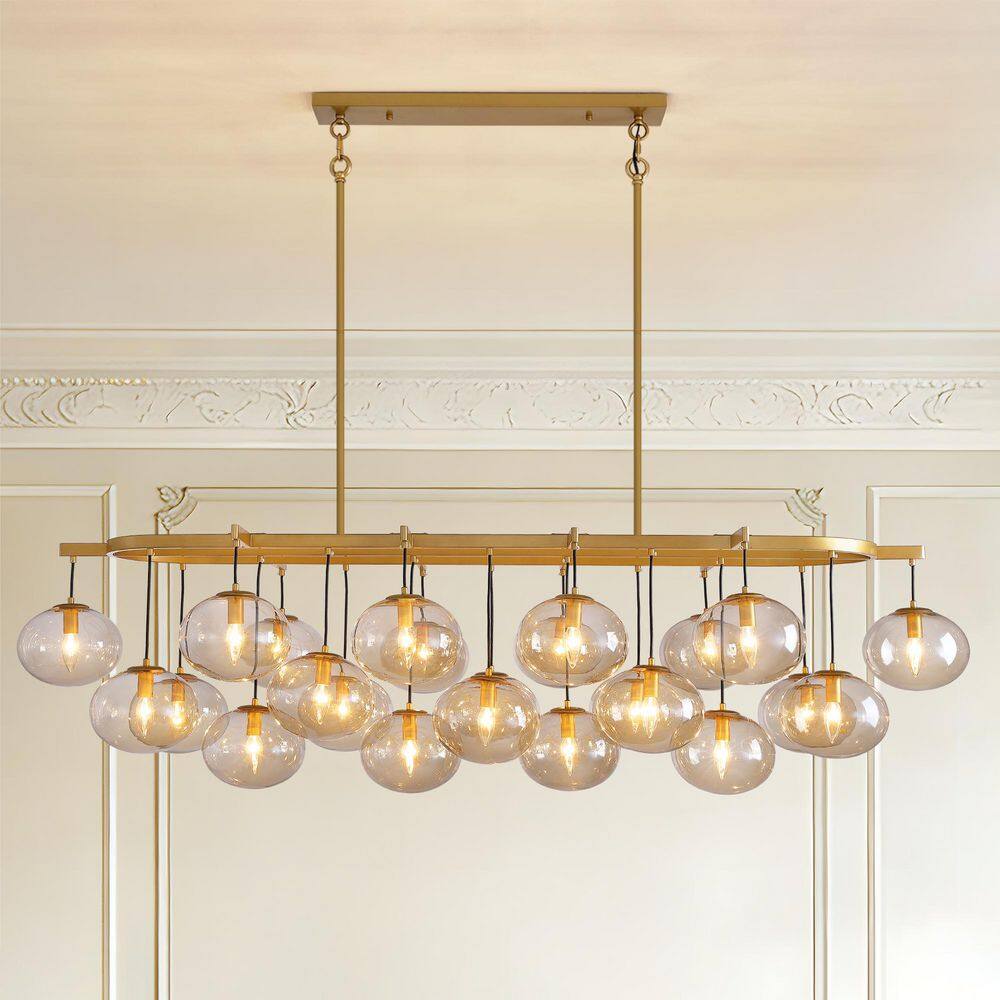 WDETR 72 in. Modern 24-Light Gold Bubble Chandelier with Glass Shades ...