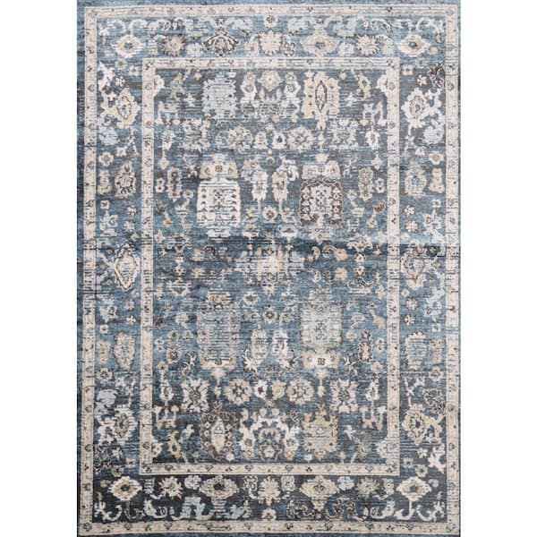 BASHIAN Ashland Blue 4 ft. x 6 ft. (3 ft. 6 in. x 5 ft. 6 in.) Geometric Transitional Accent Rug
