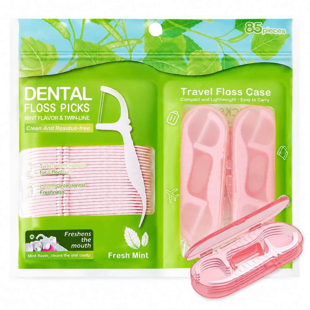 85-Count Mint Floss Picks with 2 Refillable Travel Cases, Dual-Line Dental Flossers for Daily Oral Care price history on PriceWatchPro
