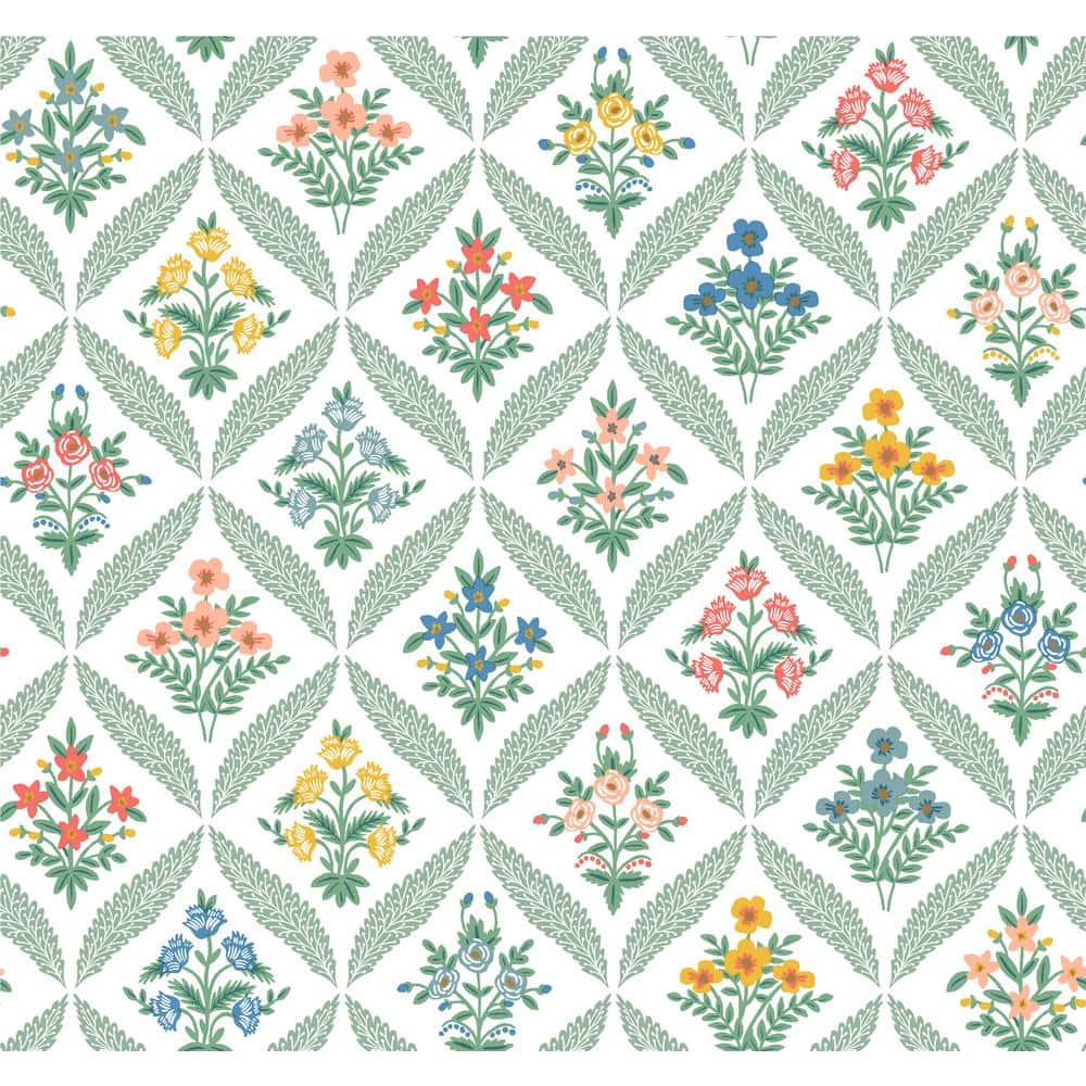 Sage Multi-Color Botanical Non-Pasted Washable Wallpaper