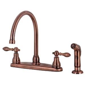 American Classic 2-Handle Centerset Kitchen Faucet and Side Sprayer in Antique Copper