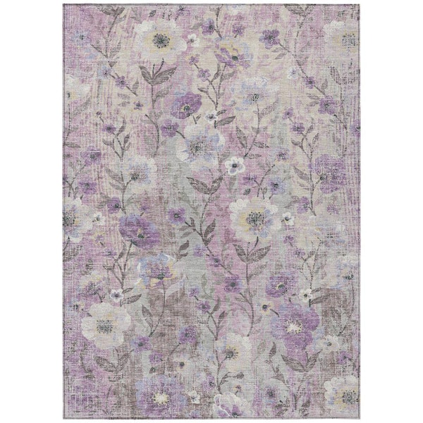 Chantille Machine Washable Indoor/Outdoor Abstract ACN2403 Lilac 8 ft. x 10 ft. Area Rug