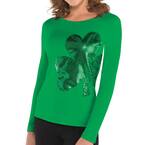 Green Polyester Shamrock St. Patrick's Day Women's L/XL Shirt