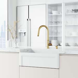 Hart Arched Single Handle Pull-Down Spout Kitchen Faucet Set with Soap Dispenser in Matte Brushed Gold