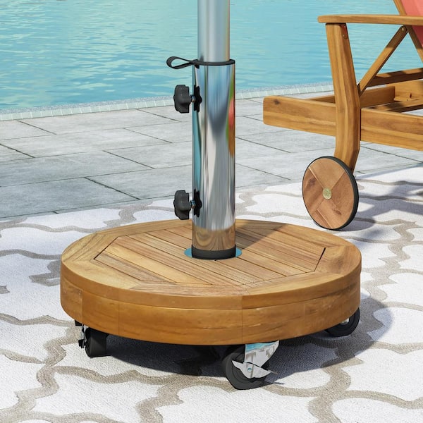 ToolCat 30 lbs. Patio Umbrella Base RALPH SQUARE with Wheels in Teak