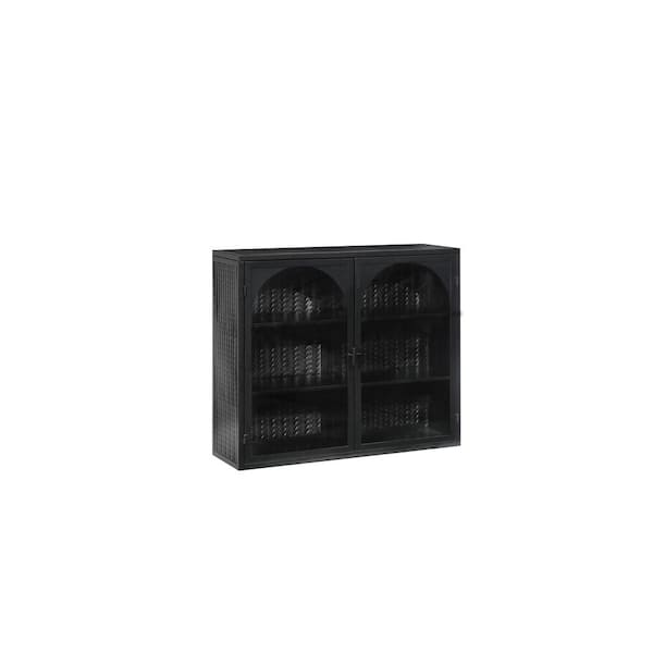 cadeninc Black Bathroom Wall Cabinet with 2 Doors and Adjustable