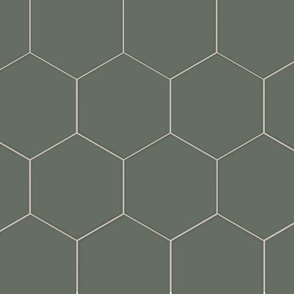 Textile Basic Hex Moss 9 in. x 10 in. Porcelain Floor and Wall Tile (11.5 sq. ft. /Case)