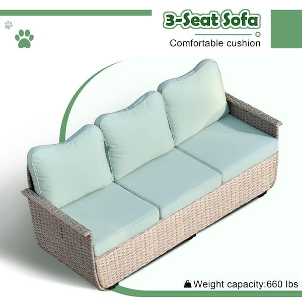 Honeybloom Endive Green Outdoor Wicker Seat Cushion