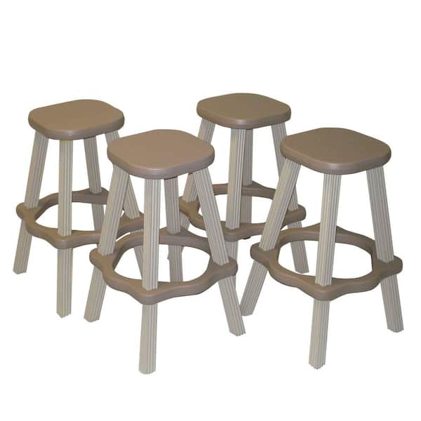 Leisure Accents 26 in. Taupe Resin Patio High Bar Stools (Set of 2)