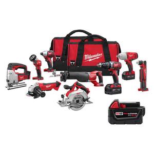 M18 18V Lithium-Ion Cordless Combo Kit (8-Tool) with (4) Batteries, Charger and (2) Tool Bags