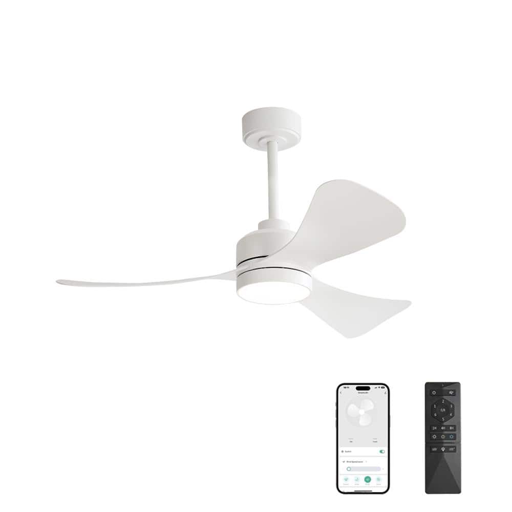 MLiAN 42 in. Dimmable Smart LED Indoor White 3-Blades Ceiling Fan with  Remote Control and Downrod WBCF-BS166-WH - The Home Depot