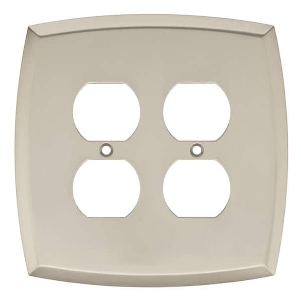 Liberty Amherst Decorative Double Duplex Outlet Cover, Satin Nickel