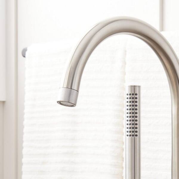 SIGNATURE HARDWARE - Lentz Single-Handle Floor Mounted Roman Tub Faucet in. Brushed Nickel