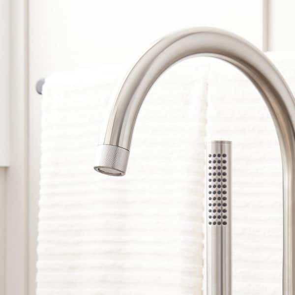 SIGNATURE HARDWARE - Lentz Single-Handle Floor Mounted Roman Tub Faucet in. Brushed Nickel
