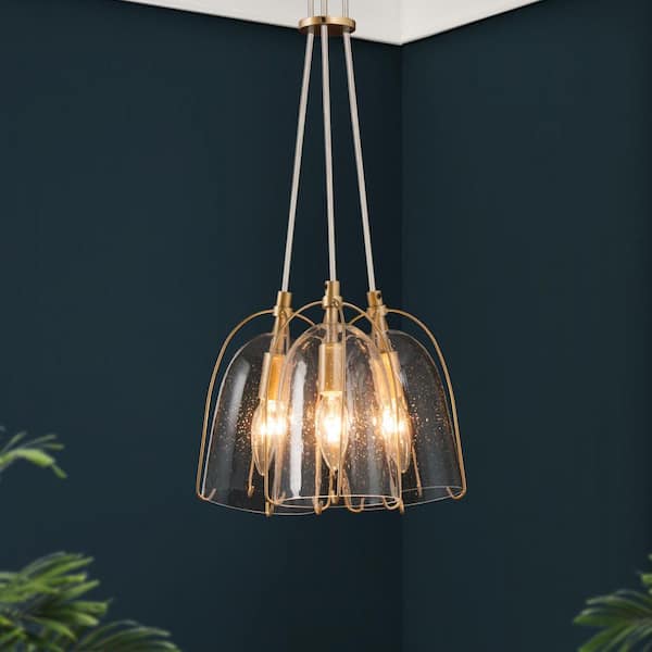 10.5 in. 3-Light Mid-Century Modern Cluster Pendant Light for Kitchen Island, Dining Table, DIY Transitional Chandelier