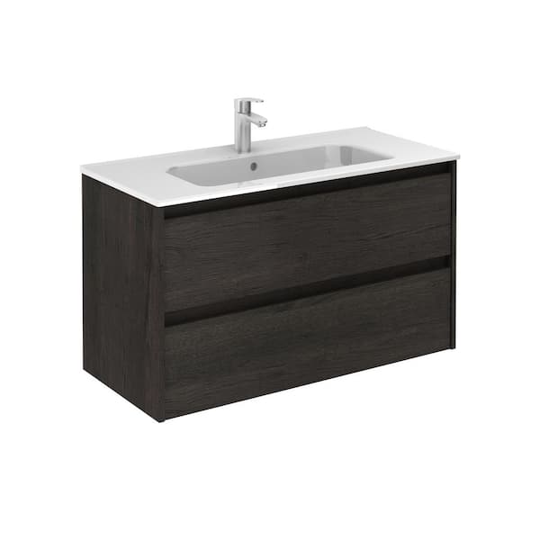 ROYO Sansa 40 in. W x 18 in. D 2/DR Bath Vanity in Essence Wenge with Ceramic White Basin